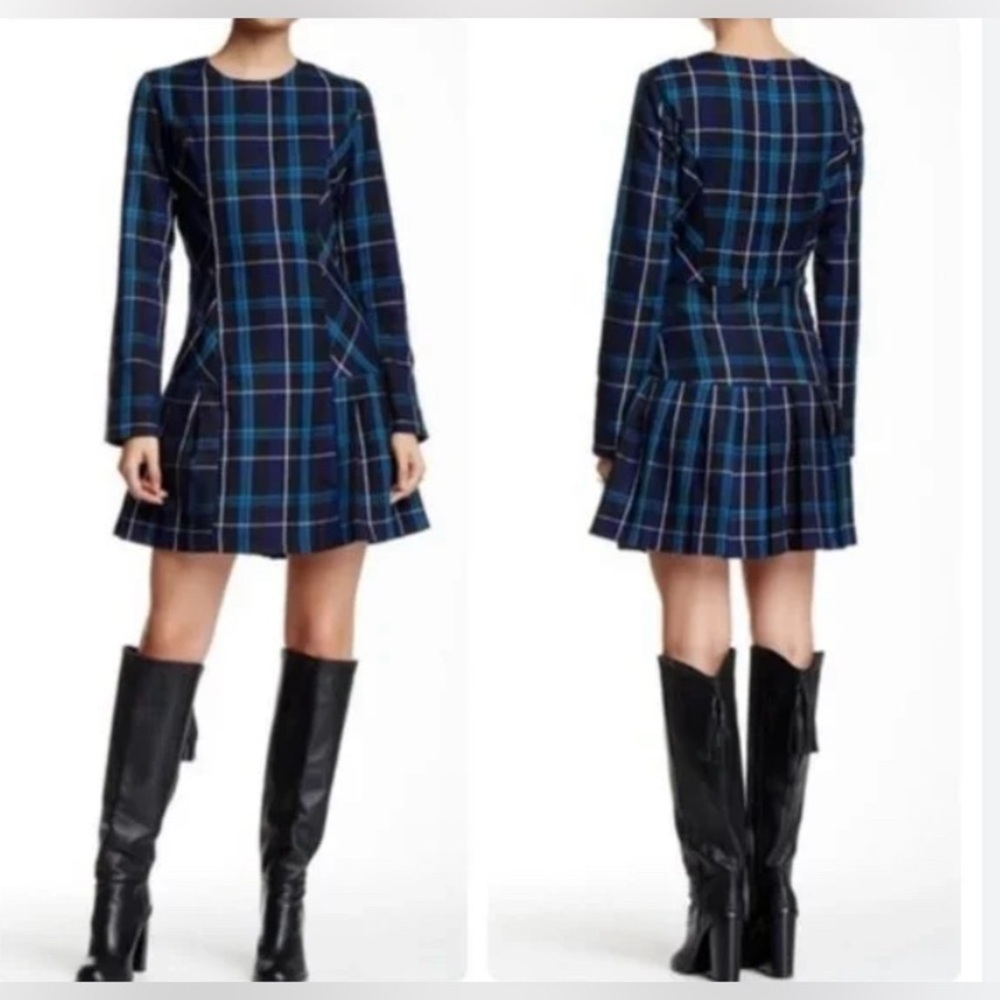 Romeo & Juliet Couture Plaid Long Sleeve Mini Dress Small Academia Preppy NWT